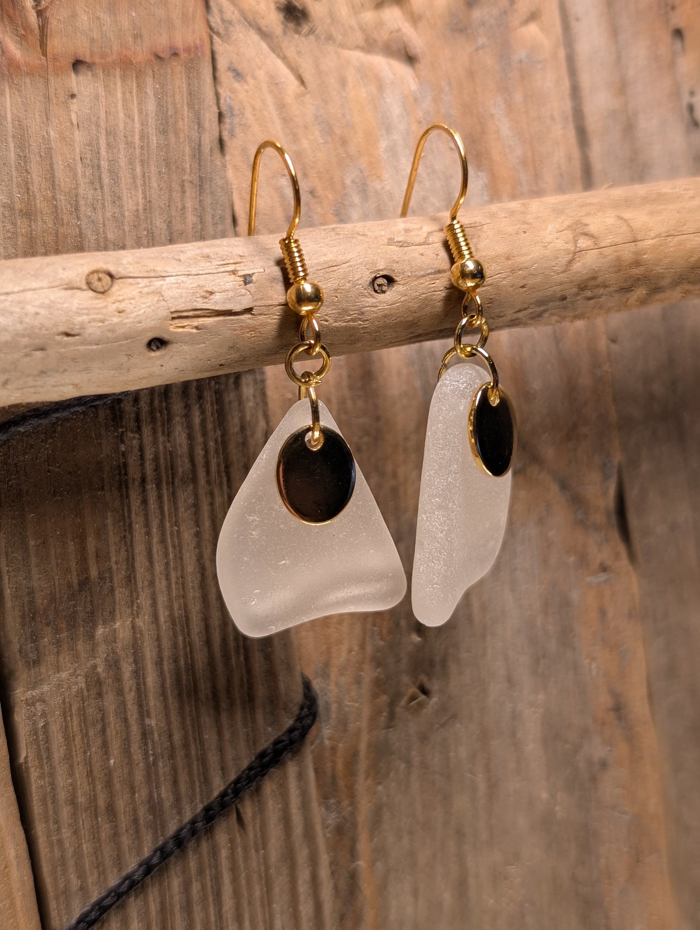 White Beach Glass Earrings