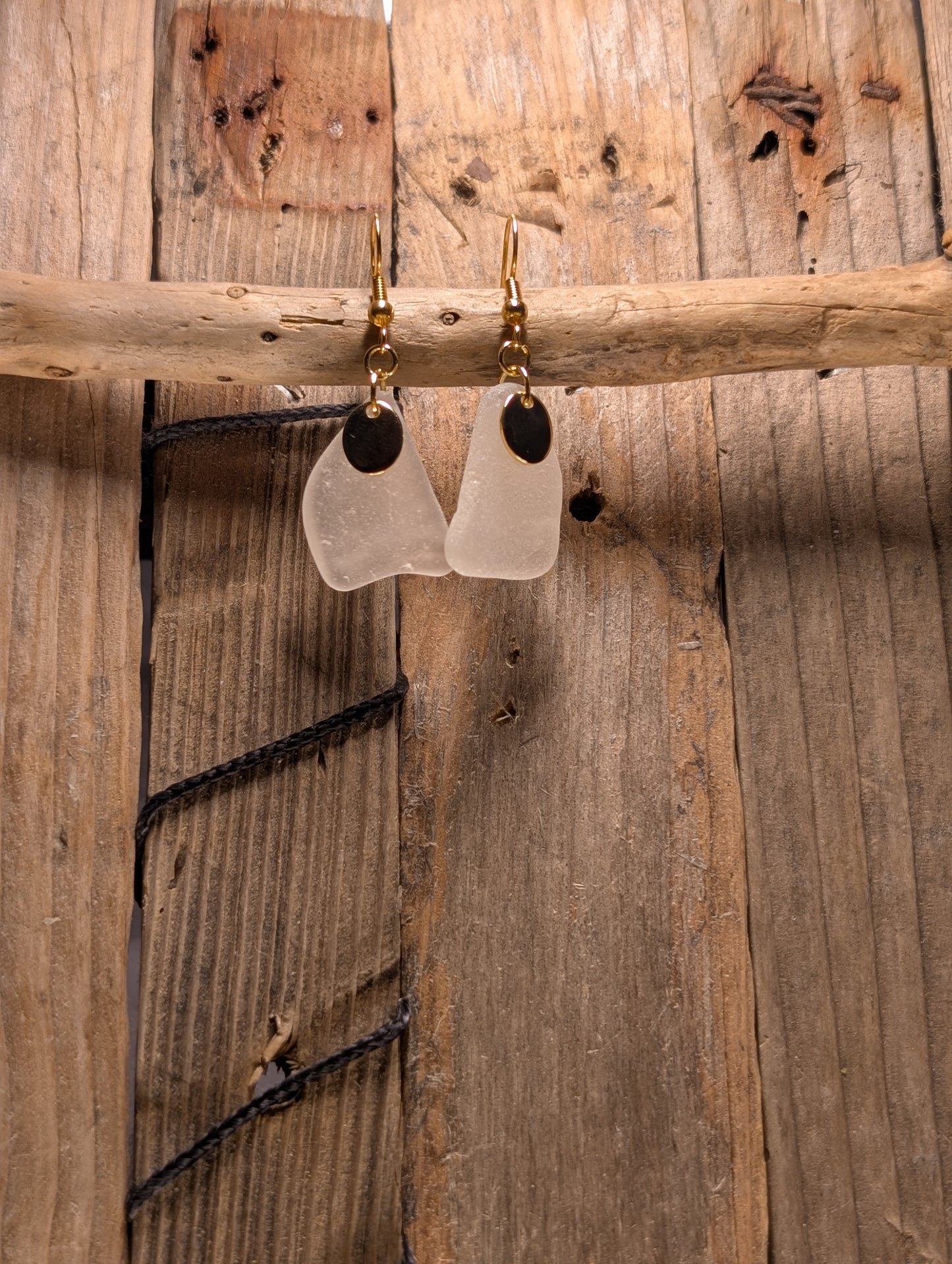 White Beach Glass Earrings