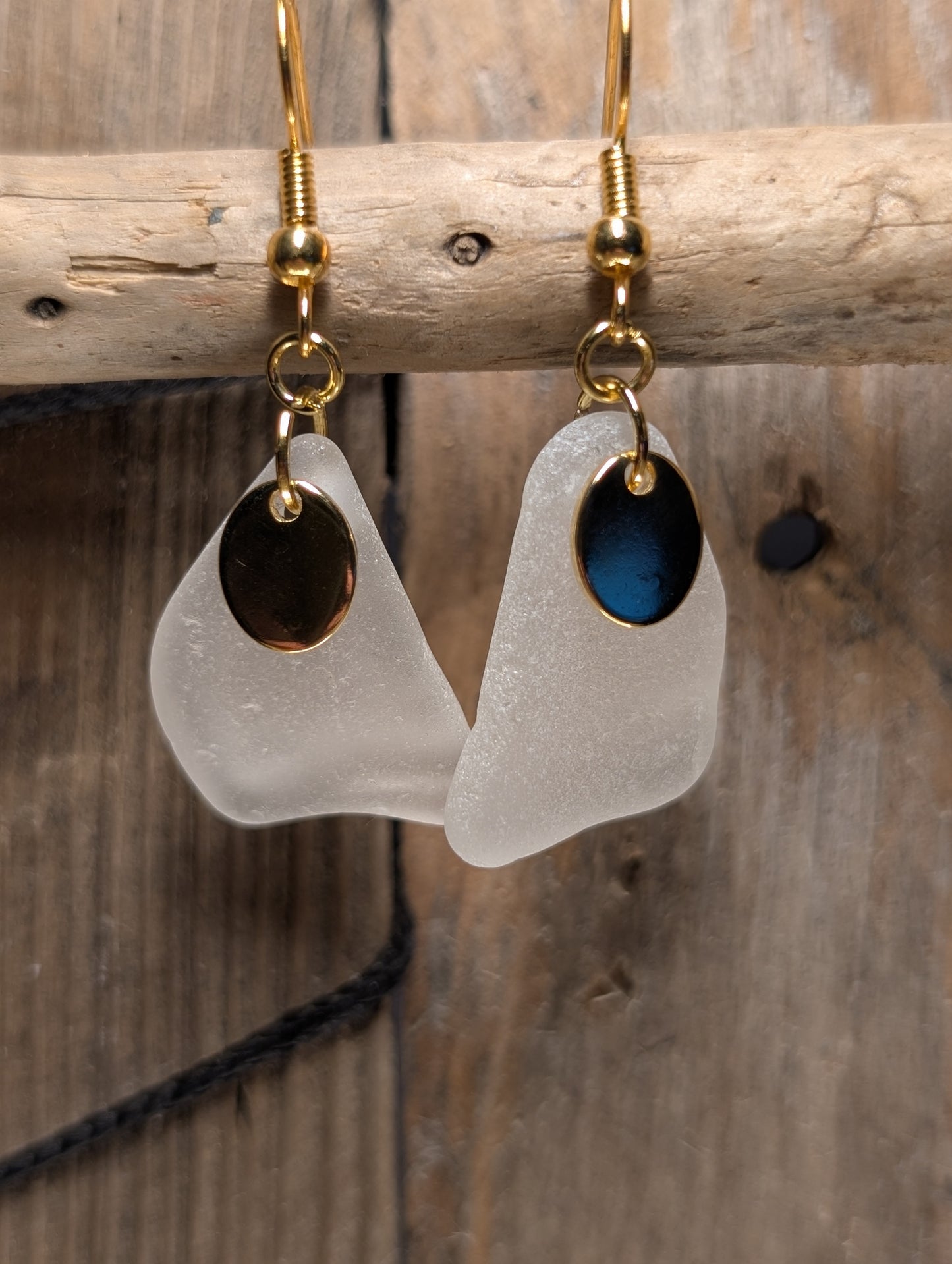 White Beach Glass Earrings