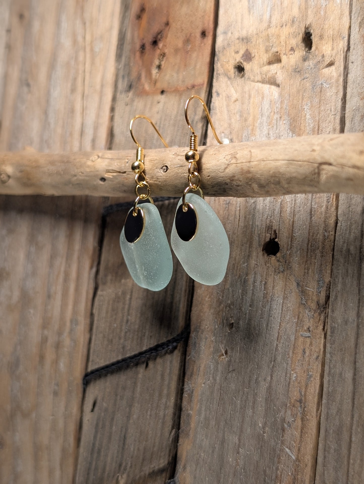 Light Blue Beach Glass Earrings