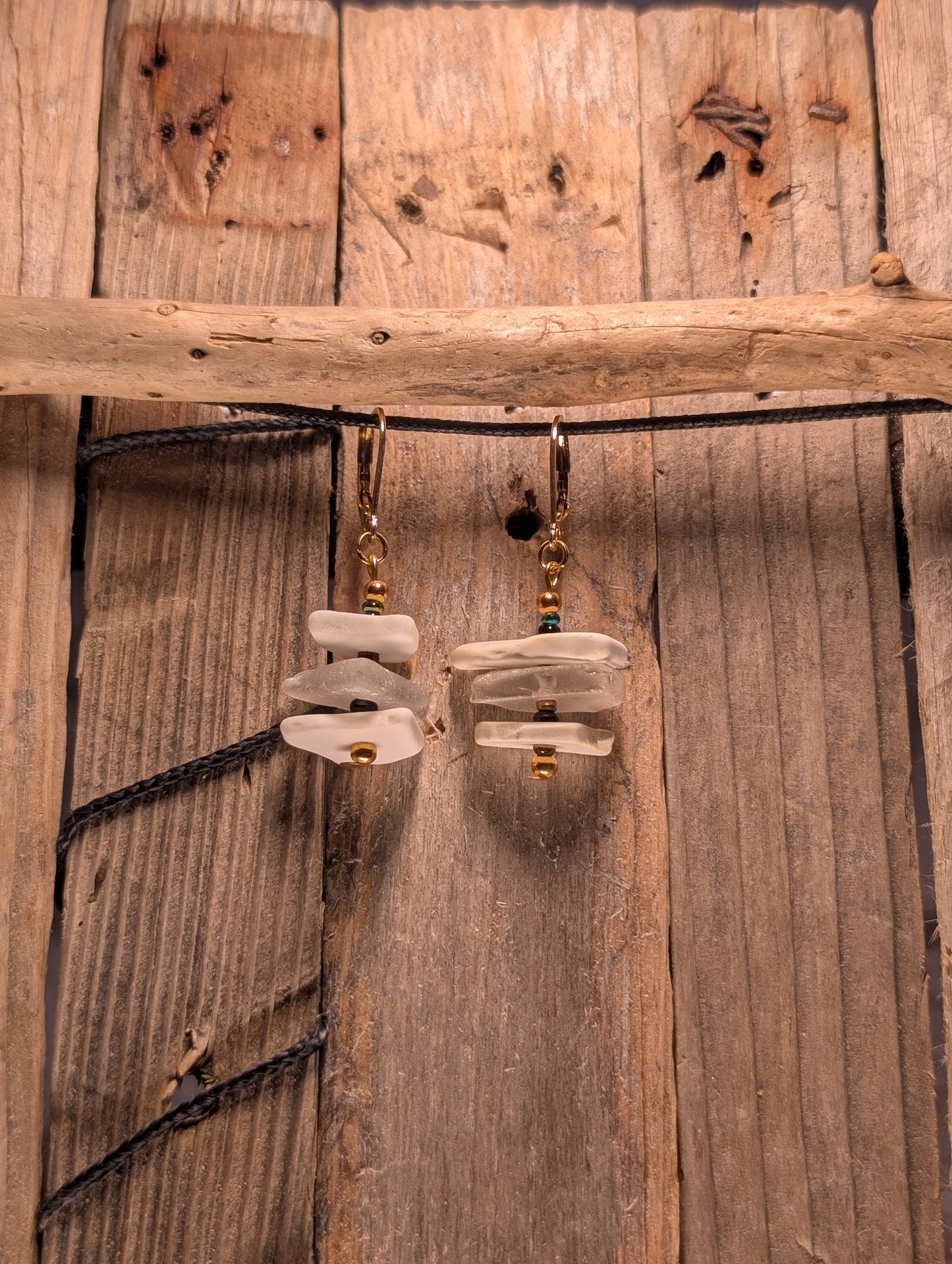 Porcelain and Beach Glass Earrings