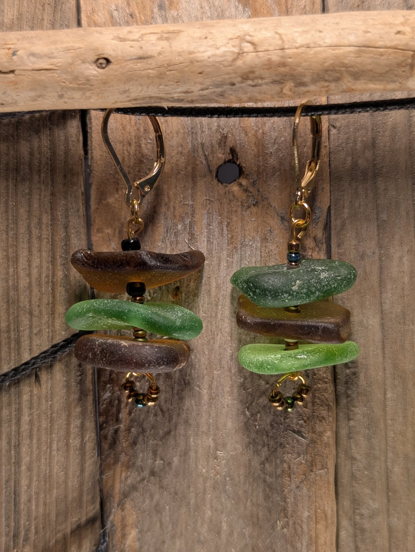Stacked Beach Glass Earrings