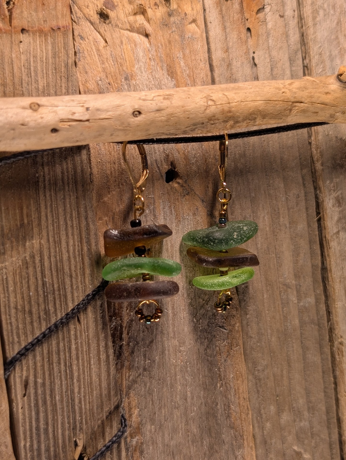Stacked Beach Glass Earrings