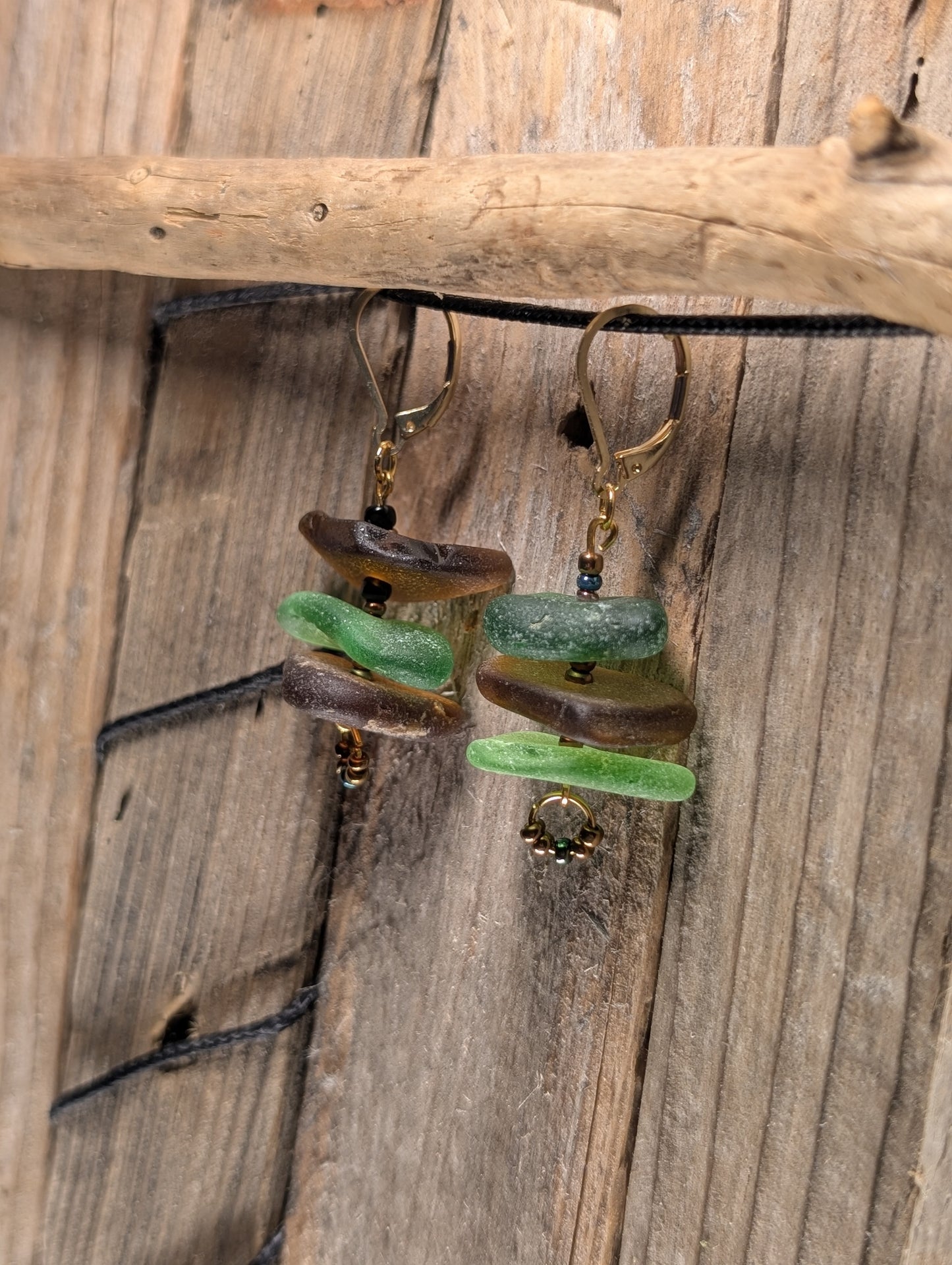 Stacked Beach Glass Earrings