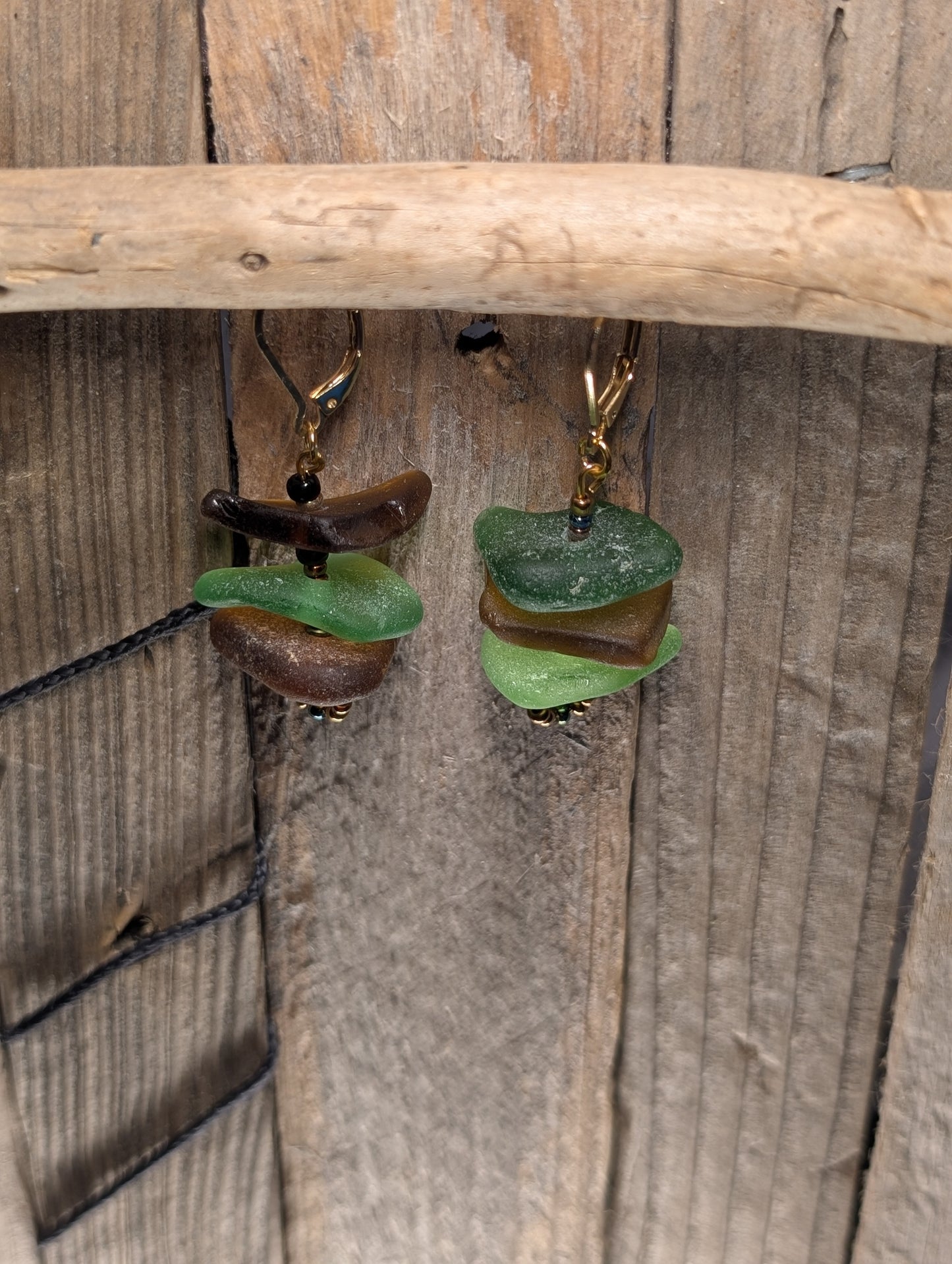 Stacked Beach Glass Earrings