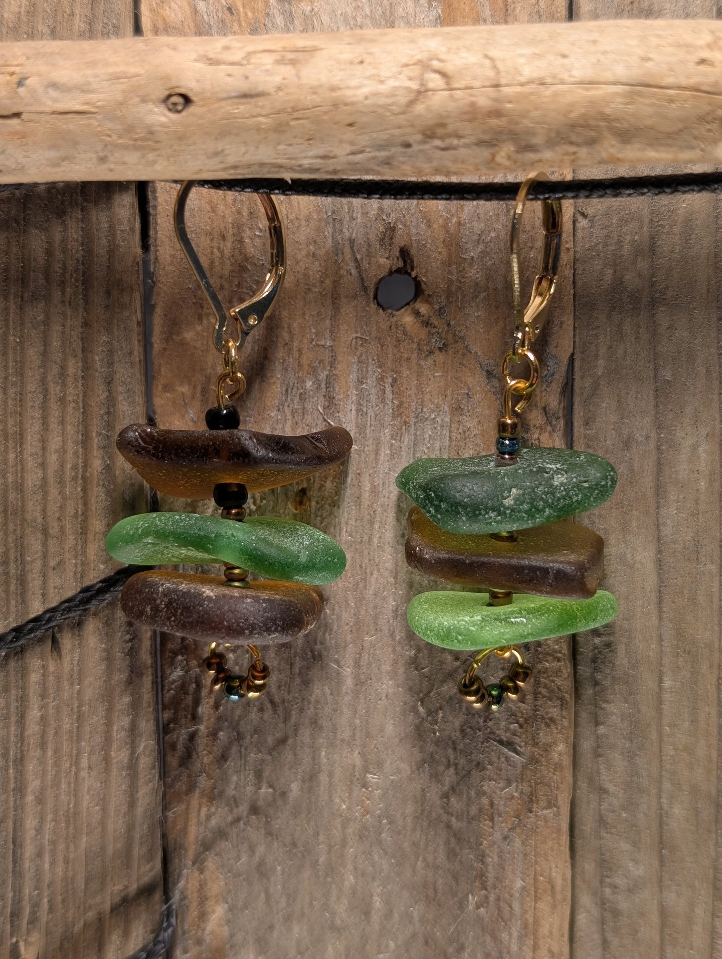Stacked Beach Glass Earrings