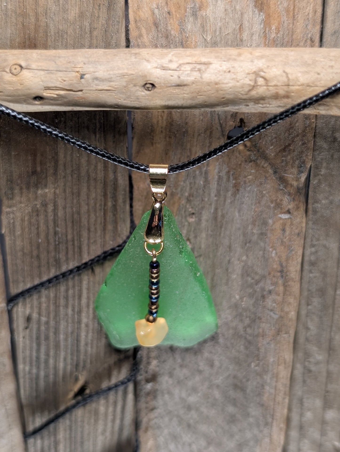 Green Beach Glass Necklace