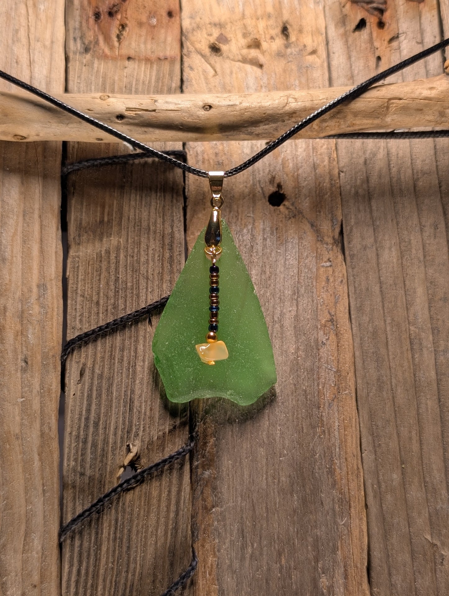Green Beach Glass Necklace