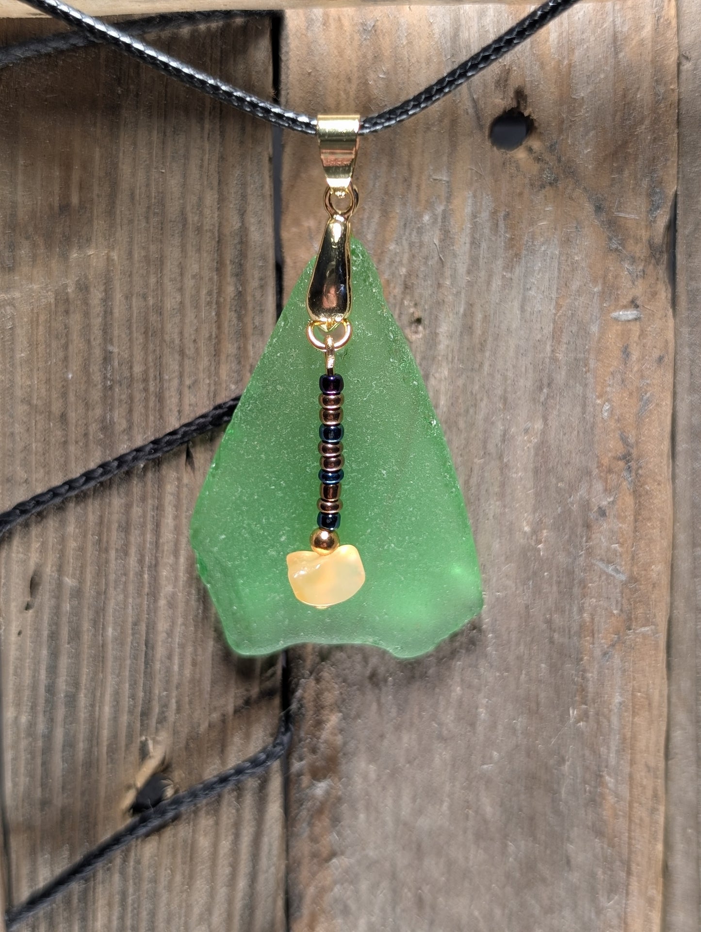 Green Beach Glass Necklace