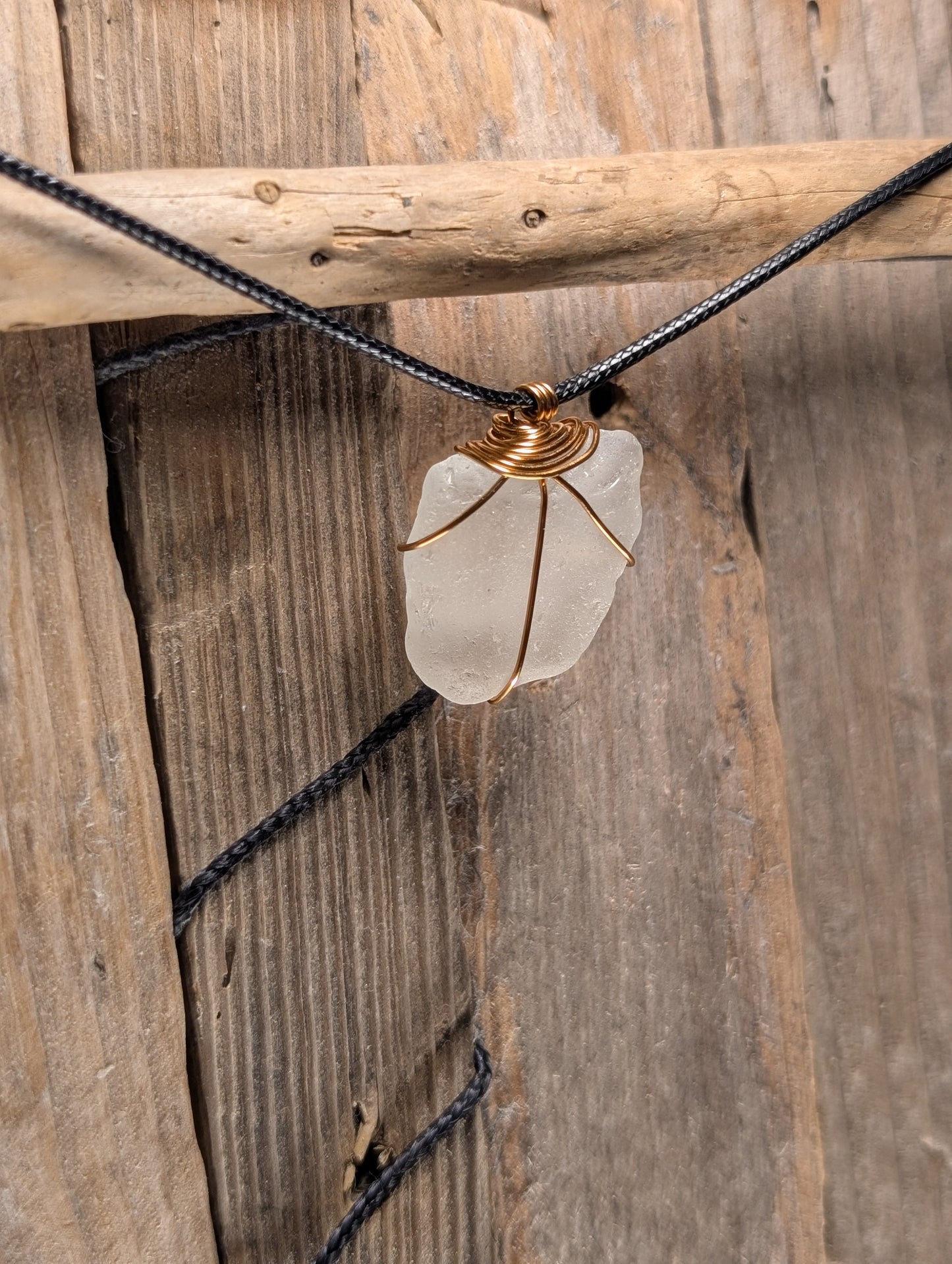 White Beach Glass Necklace
