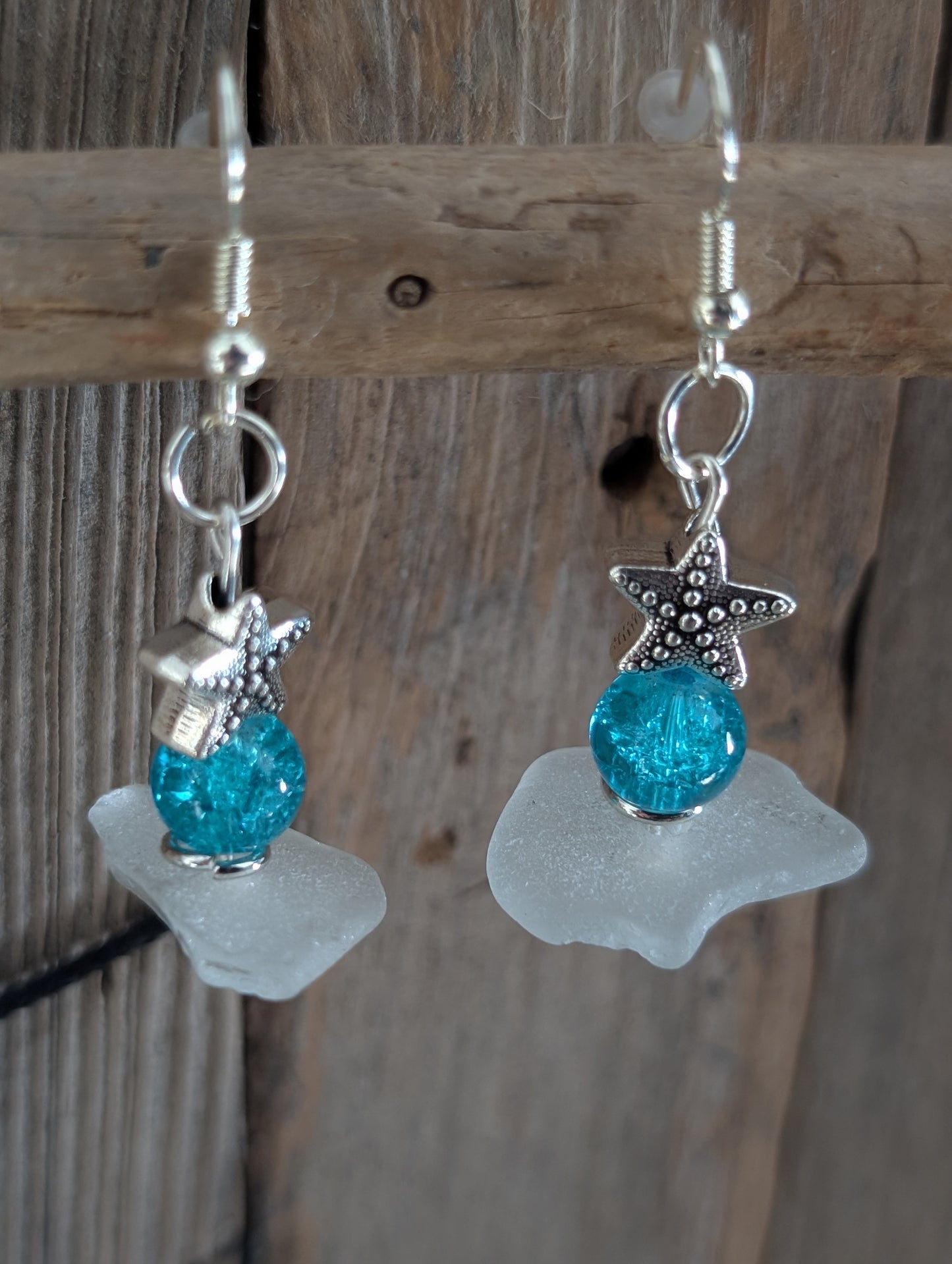 Starfish Beach Glass Earrings