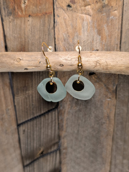 Light Blue Beach Glass Earrings