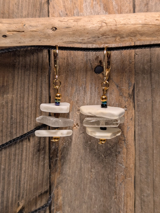 Porcelain and Beach Glass Earrings
