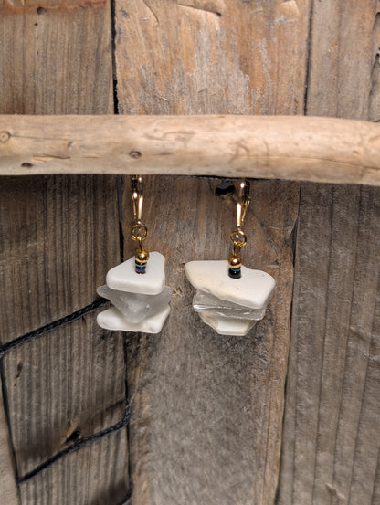 Porcelain and Beach Glass Earrings