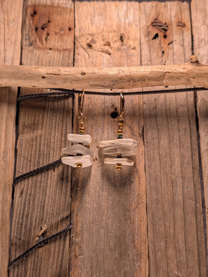 Porcelain and Beach Glass Earrings