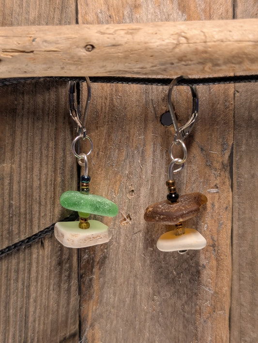 Stacked Beach Glass & Porcelain