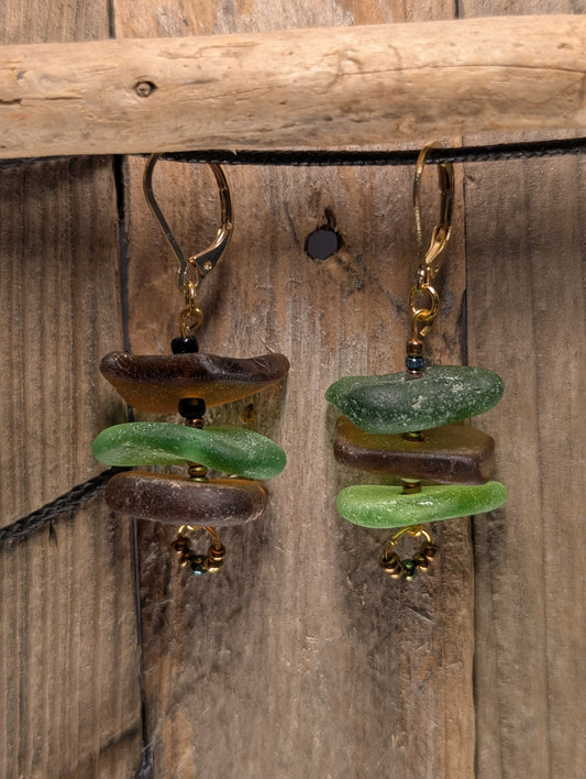 Stacked Beach Glass Earrings