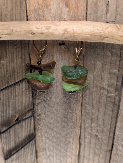 Stacked Beach Glass Earrings