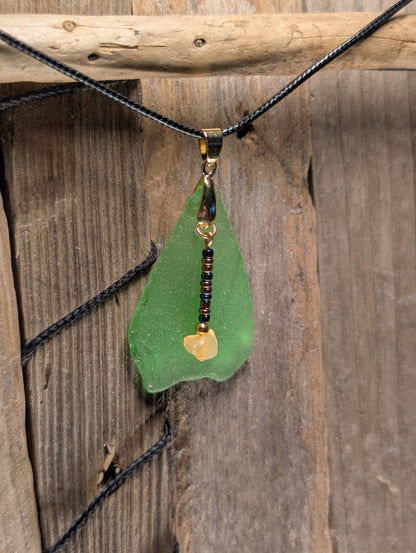 Green Beach Glass Necklace