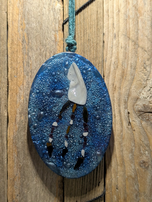 Beach Glass & Wampum Shell Squid