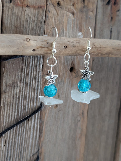 Starfish Beach Glass Earrings
