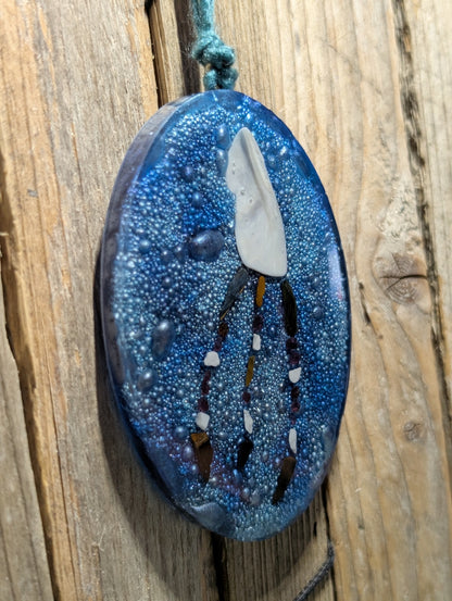 Beach Glass & Wampum Shell Squid