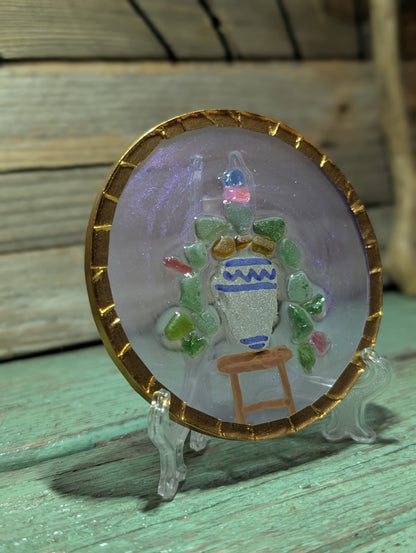 Beach Glass Hanging Flowers Decor