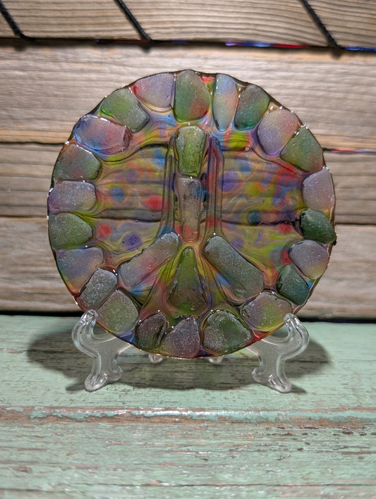Tye Dye Beach Glass Peace Sign