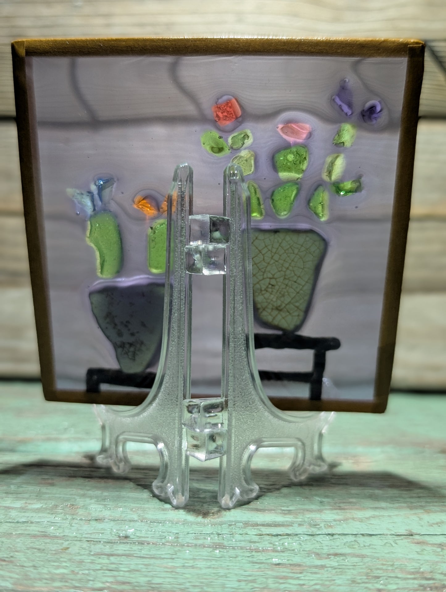 Porcelain & Beach Glass Flower Pot Decor