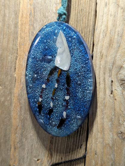 Beach Glass & Wampum Shell Squid