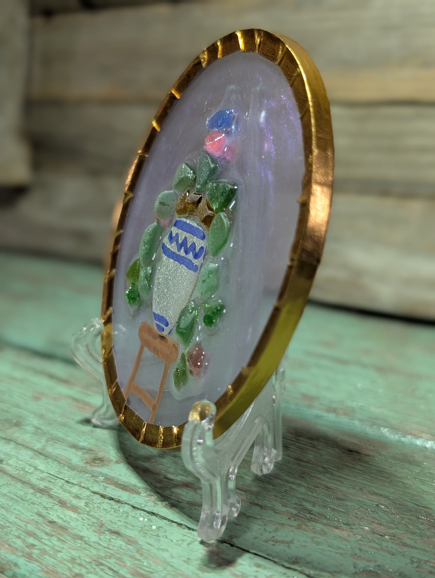 Beach Glass Hanging Flowers Decor