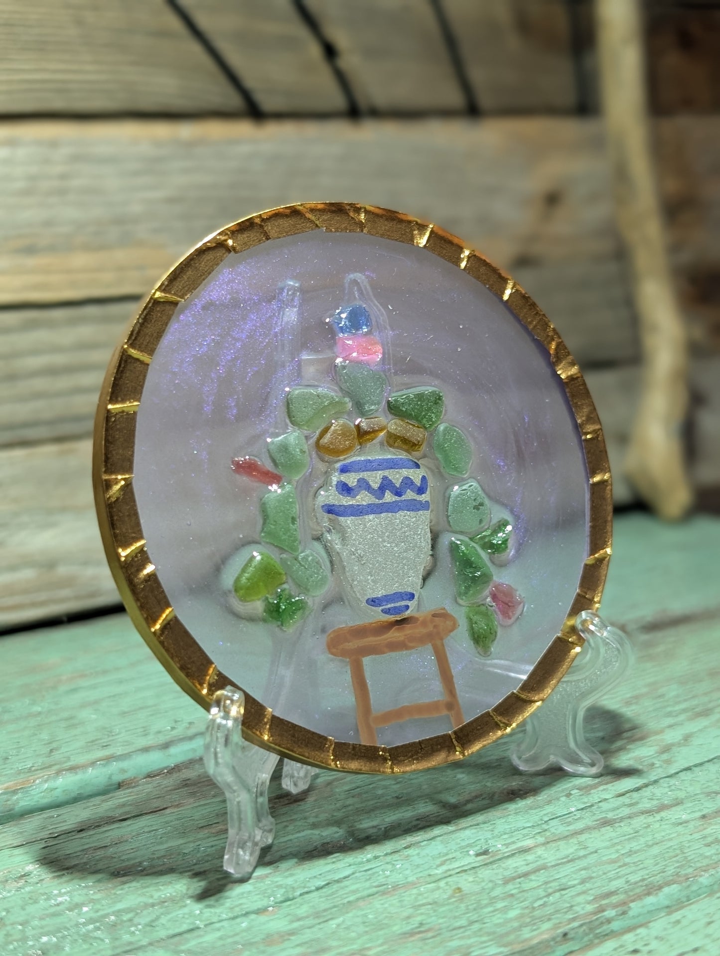 Beach Glass Hanging Flowers Decor