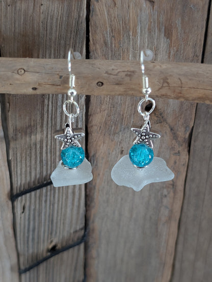 Starfish Beach Glass Earrings