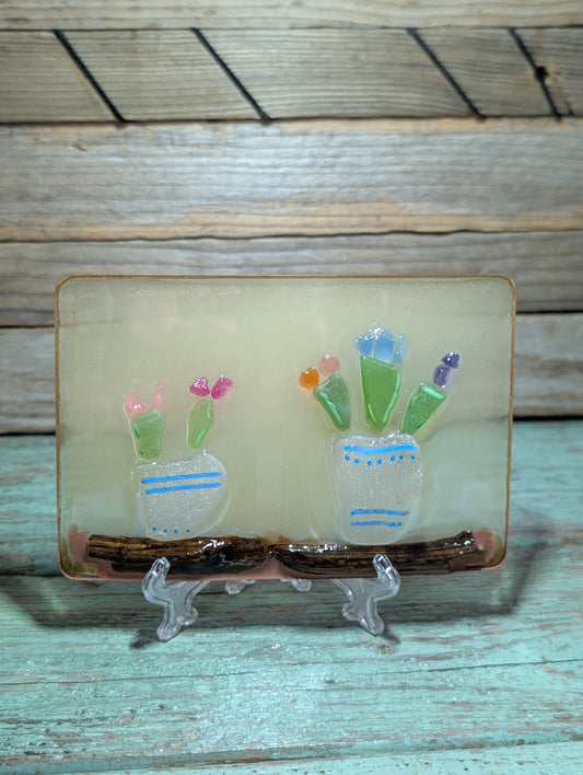 Beach Glass Flower Pots Decor