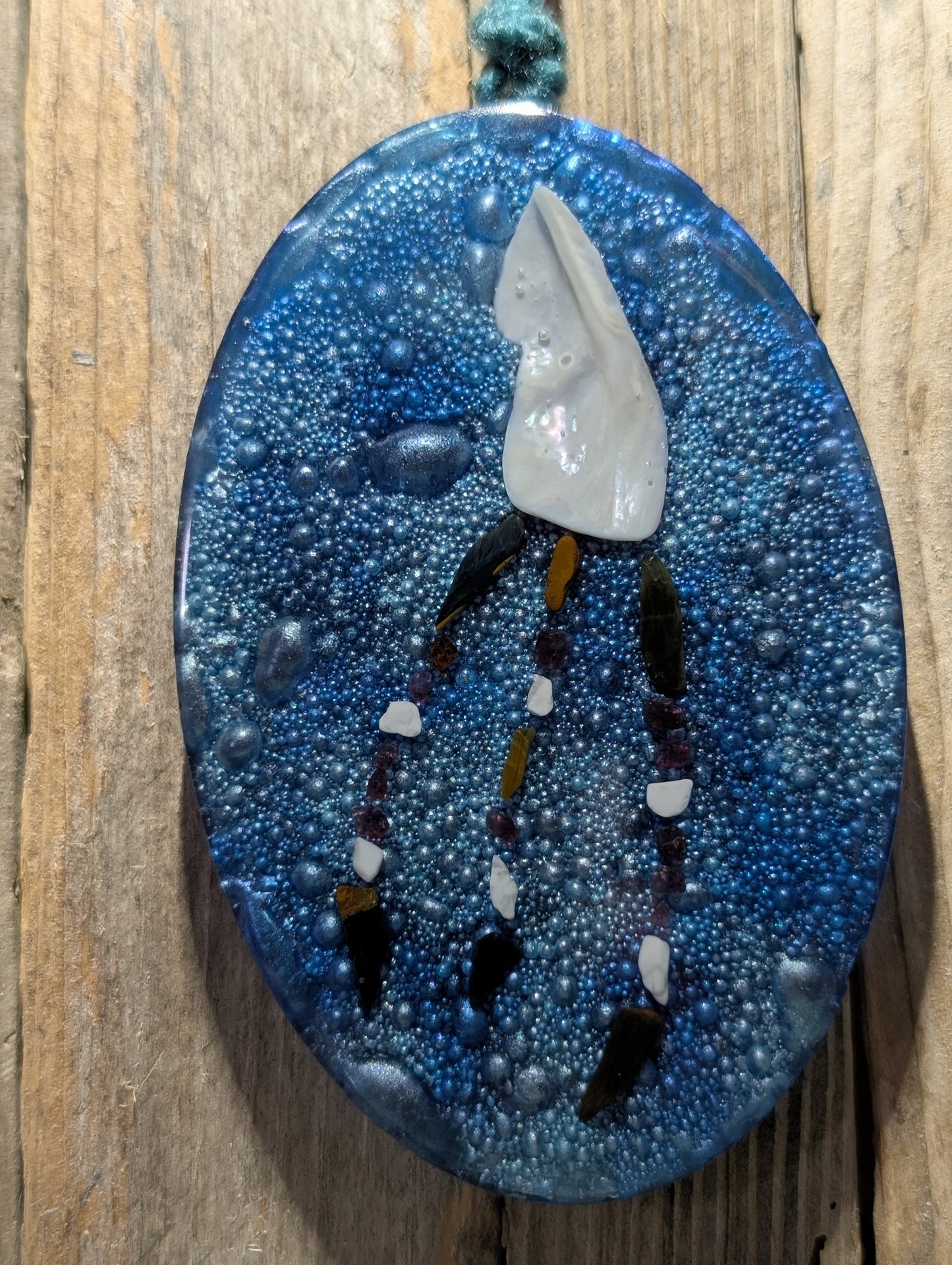 Beach Glass & Wampum Shell Squid