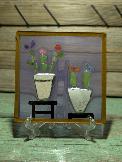 Porcelain & Beach Glass Flower Pot Decor