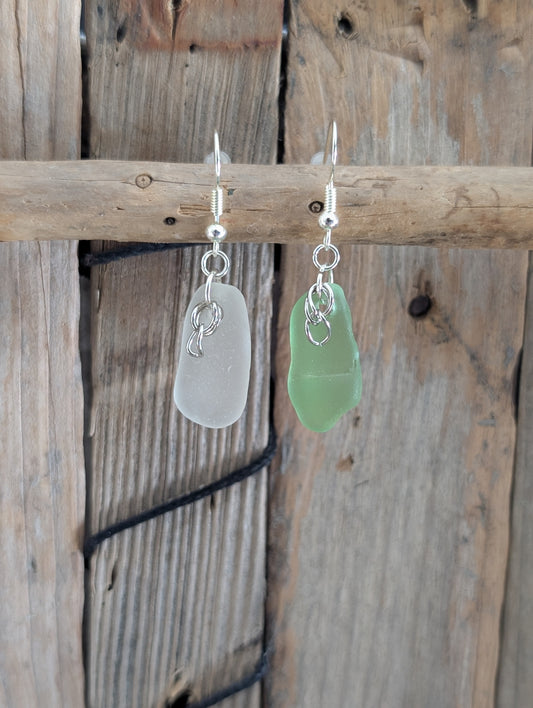 Beach Glass & Chain Earrings