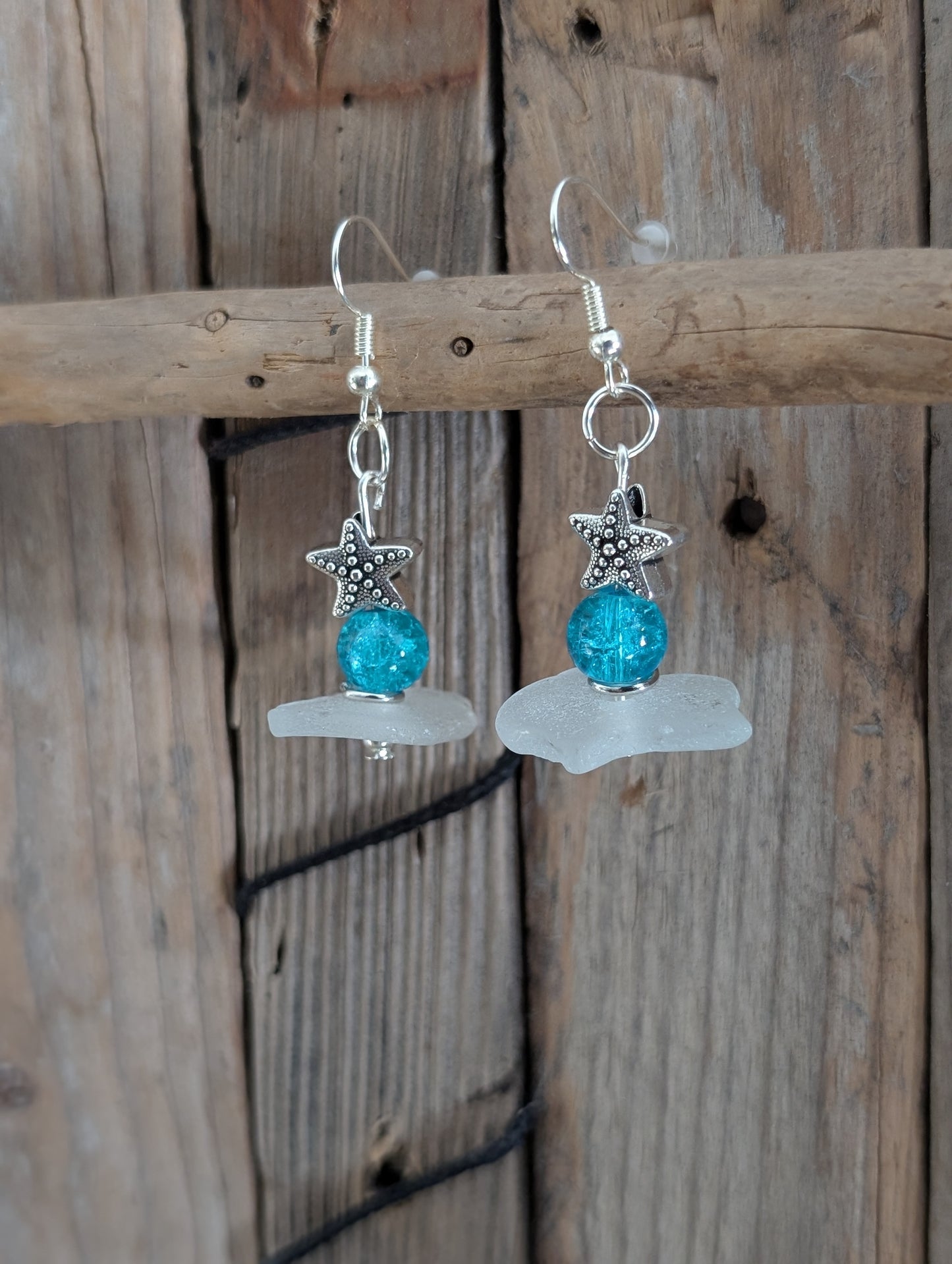 Starfish Beach Glass Earrings